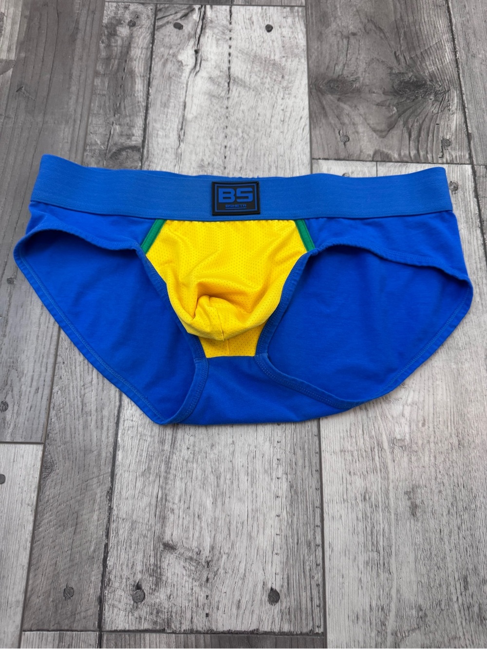 BSHETR BS Athletic Blue Yellow  Men’s XL Front Briefs Underwear